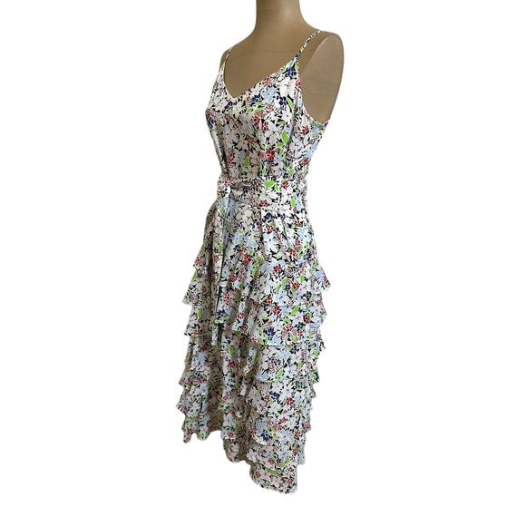 Likely Midi Dress Ariella Pink Floral Print Belted Ruffle Skirt New - Picture 9 of 13